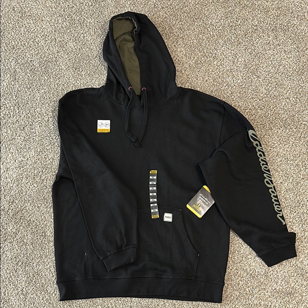 Eddie Bauer Black Hoodie with Logo Sleeve
